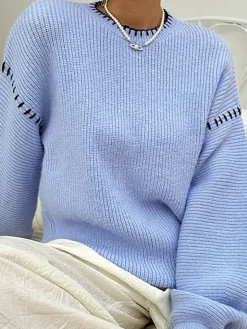 COMMENSE Baby Blue Pullover Sweater* Sweater Tops|Sweaters & Cardigans