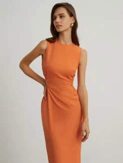 COMMENSE Back Cutout Linen Midi Dress* Casual Dresses|Vacation Dresses