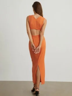 COMMENSE Back Cutout Linen Midi Dress* Casual Dresses|Vacation Dresses