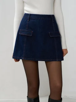 COMMENSE Back Zipper Denim Mini Skirt* Skirts|Denim