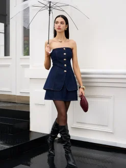 COMMENSE Back Zipper Denim Mini Skirt* Skirts|Denim