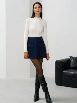 COMMENSE Back Zipper Denim Mini Skirt* Skirts|Denim