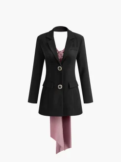 COMMENSE Backless Botton Bow Short Dress* Dresses