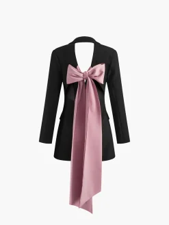 COMMENSE Backless Botton Bow Short Dress* Dresses