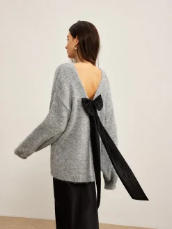 COMMENSE Backless Bow Shift Sweater* Sweater Tops|Sweaters & Cardigans