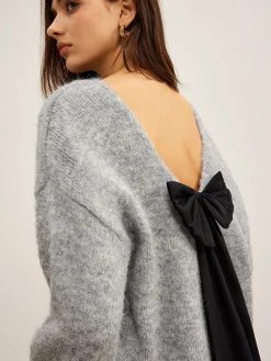 COMMENSE Backless Bow Shift Sweater* Sweater Tops|Sweaters & Cardigans