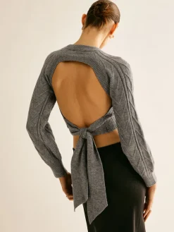 COMMENSE Backless Crop Tie Sweater* Knitwear|Tops