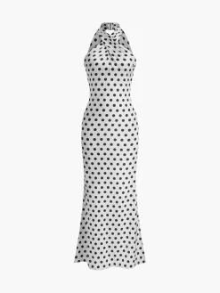 COMMENSE Backless Cross-Over Collar Slim Fit Long Dress* White Dresses|Casual Dresses