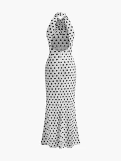 COMMENSE Backless Cross-Over Collar Slim Fit Long Dress* White Dresses|Casual Dresses