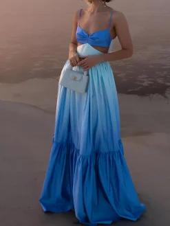 COMMENSE Backless Cutout Cami Long Dress* Cocktail & Party Dresses|Vacation Dresses
