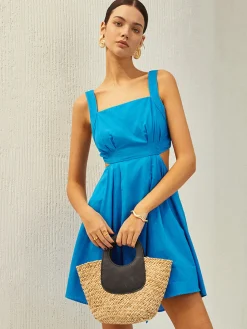 COMMENSE Backless Knotted Ruched Dress* Casual Dresses|Vacation Dresses