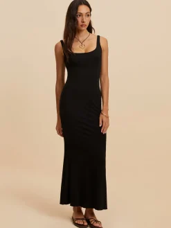 COMMENSE Backless Low Cut Long Dress* Black Dresses|Casual Dresses