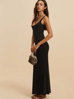 COMMENSE Backless Low Cut Long Dress* Black Dresses|Casual Dresses