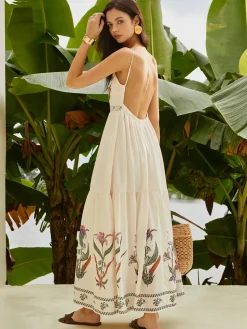 COMMENSE Backless Pleated Floral Dress* Casual Dresses|Floral Dresses