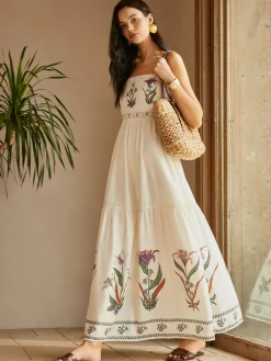 COMMENSE Backless Pleated Floral Dress* Casual Dresses|Floral Dresses