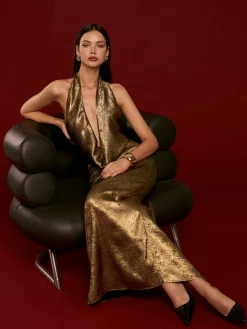 COMMENSE Backless Pleated Halter Dress* Casual Dresses|Cocktail & Party Dresses