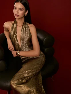 COMMENSE Backless Pleated Halter Dress* Casual Dresses|Cocktail & Party Dresses