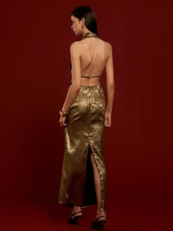 COMMENSE Backless Pleated Halter Dress* Casual Dresses|Cocktail & Party Dresses