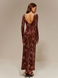 COMMENSE Backless Printed Velvet Slim Dress* Casual Dresses|Long Dresses