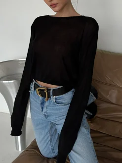 COMMENSE Backless Sexy Knit T-Shirt* T-shirts|Knitwear