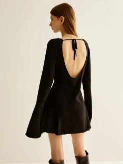COMMENSE Backless Slim Short Dress* Black Dresses|Sweater Dresses