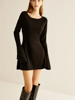 COMMENSE Backless Slim Short Dress* Black Dresses|Sweater Dresses
