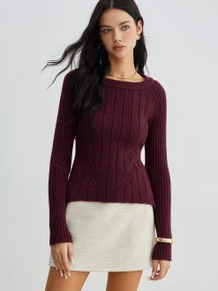 COMMENSE Backless Slim Tie Knit Top* Sweater Tops|Sweaters & Cardigans