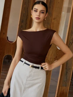COMMENSE Backless Tie Back T-Shirt* T-shirts|Tops