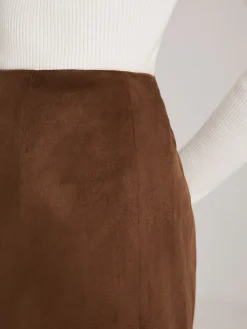 COMMENSE Back-Split Suede Zipper Skirt* Skirts|Matching Sets