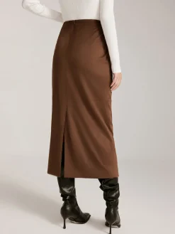 COMMENSE Back-Split Suede Zipper Skirt* Skirts|Matching Sets