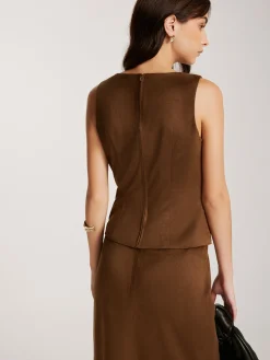 COMMENSE Back-Zipper Suede Tank Blouse* Blouses & Shirts|Tank Tops & Camis