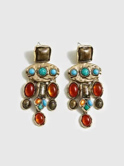 COMMENSE Baroque Colorful Gemstones Pendant Earrings* Earrings|Accessories
