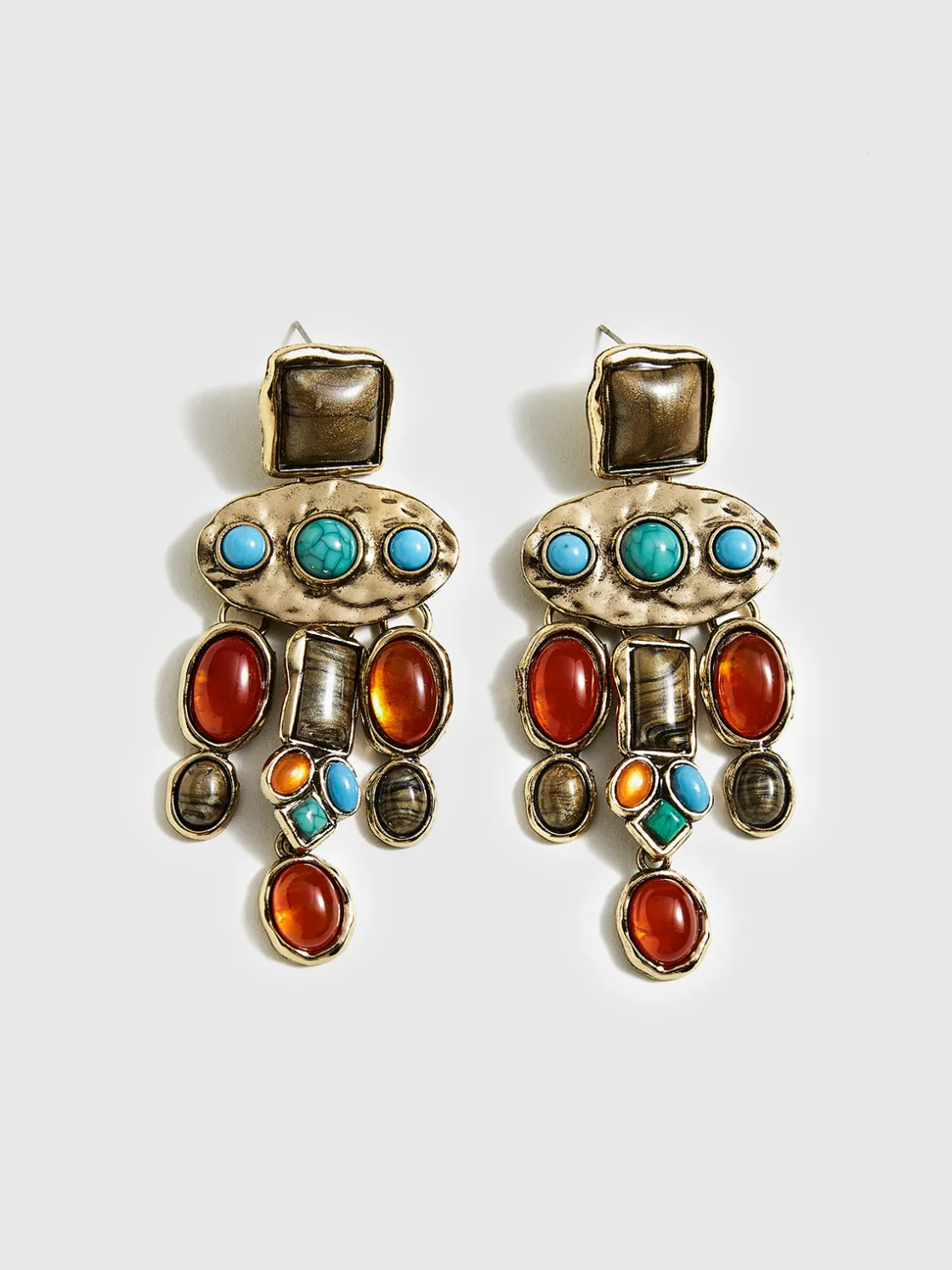 COMMENSE Baroque Colorful Gemstones Pendant Earrings* Earrings|Accessories