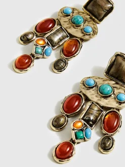 COMMENSE Baroque Colorful Gemstones Pendant Earrings* Earrings|Accessories