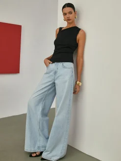 COMMENSE Basic Asymmetrical Neck Tank Top* Tank Tops & Camis|Tops