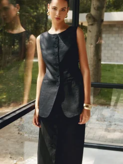 COMMENSE Basic Linen Blends Solid Vest* Outerwear|Vests