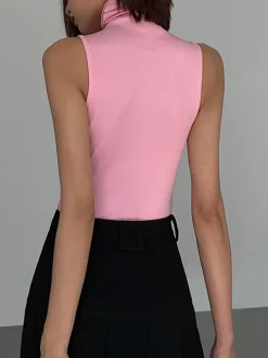 COMMENSE Basic Snug Turtleneck Tank Top* Tank Tops & Camis|Tops
