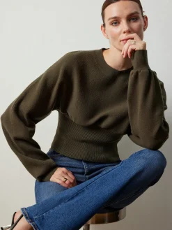 COMMENSE Batwing Sleeve Cinched Sweater* Sweater Tops|Sweaters & Cardigans
