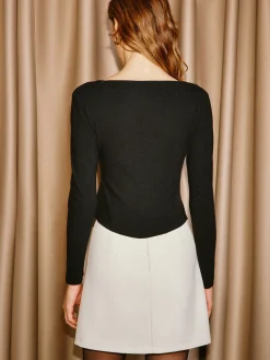 COMMENSE Beaded Bow Pleated Slit Knit Top* Knitwear|Tops