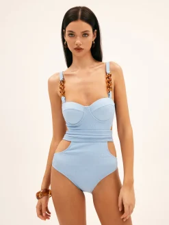 COMMENSE Beaded Cutout Underwire One Piece Swimsuit* Swimwear|Tops