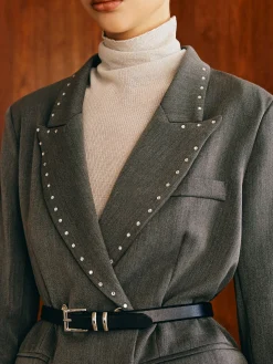 COMMENSE Beaded-Decor Blazer Without Belt* Outerwear|Blazers