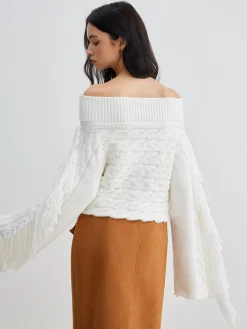 COMMENSE Beheme Off-Shoulder Tassel Sweater* Sweater Tops|Sweaters & Cardigans
