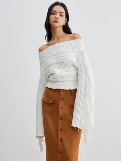 COMMENSE Beheme Off-Shoulder Tassel Sweater* Sweater Tops|Sweaters & Cardigans