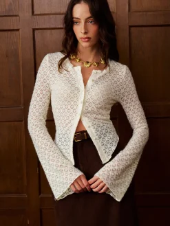 COMMENSE Bell Sleeve Button Down Slim Blouse* Tops