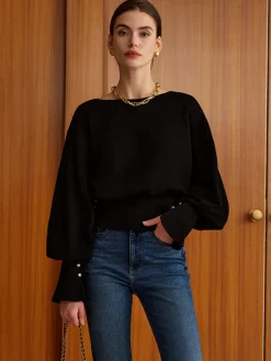 COMMENSE Bell Sleeve Cinched Sweatshirt* Sweatshirts & Hoodies|Tops