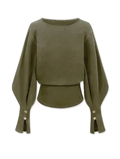 COMMENSE Bell Sleeve Cinched Sweatshirt* Sweatshirts & Hoodies|Tops