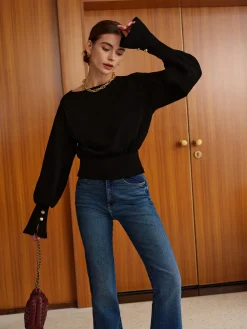 COMMENSE Bell Sleeve Cinched Sweatshirt* Sweatshirts & Hoodies|Tops