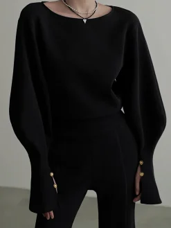 COMMENSE Bell Sleeve Cinched Sweatshirt* Sweatshirts & Hoodies|Tops