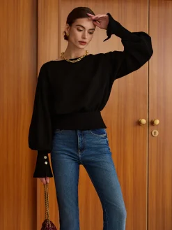 COMMENSE Bell Sleeve Cinched Sweatshirt* Sweatshirts & Hoodies|Tops