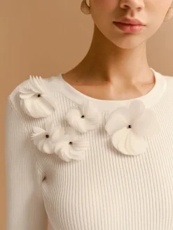 COMMENSE Bell Sleeve Floral Knit Top* Knitwear|Tops